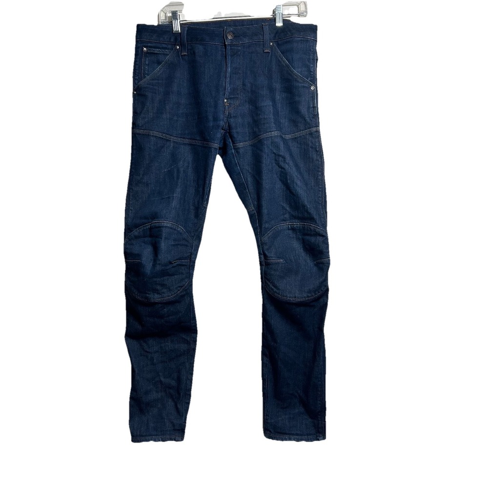 G-Star Raw 5620 3D Slim Jeans Mens 33x32 Blue Tapered Moto‎ Denim Button Fly